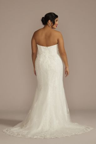 Beaded Lace Wedding Dress with Removable Sleeves David's Bridal